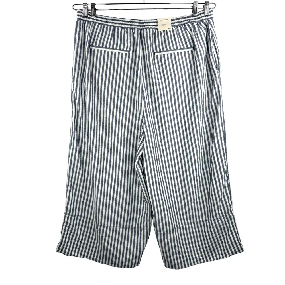 Banana Republic Wide Leg Cropped Pants Striped Linen‎ Blend 90s sz XXL